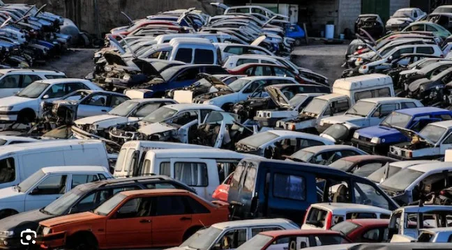 Rows of vehicles in an outdoor storage yard